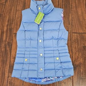Lilly Pulitzer Blue Puffer Vest Womens Size XS